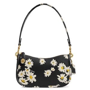 Coach Black Floral Swinger 20 Bag